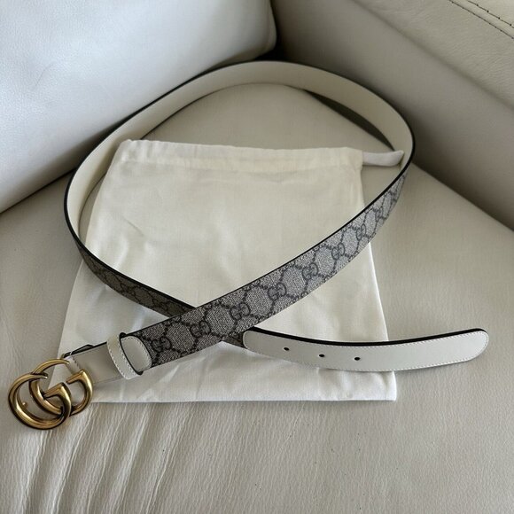 NEW GUCCI Belt White Supreme Brown 625839 Sz 115 Cm 46 In